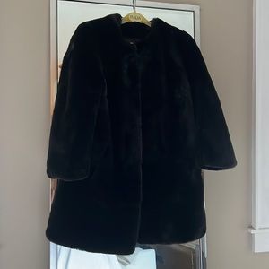 Sheared faux fur black coat